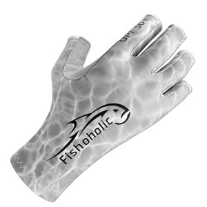 Fingerless Outdoor Fishing Gloves UPF50 Super Grip & Sun Protection Camo Gray